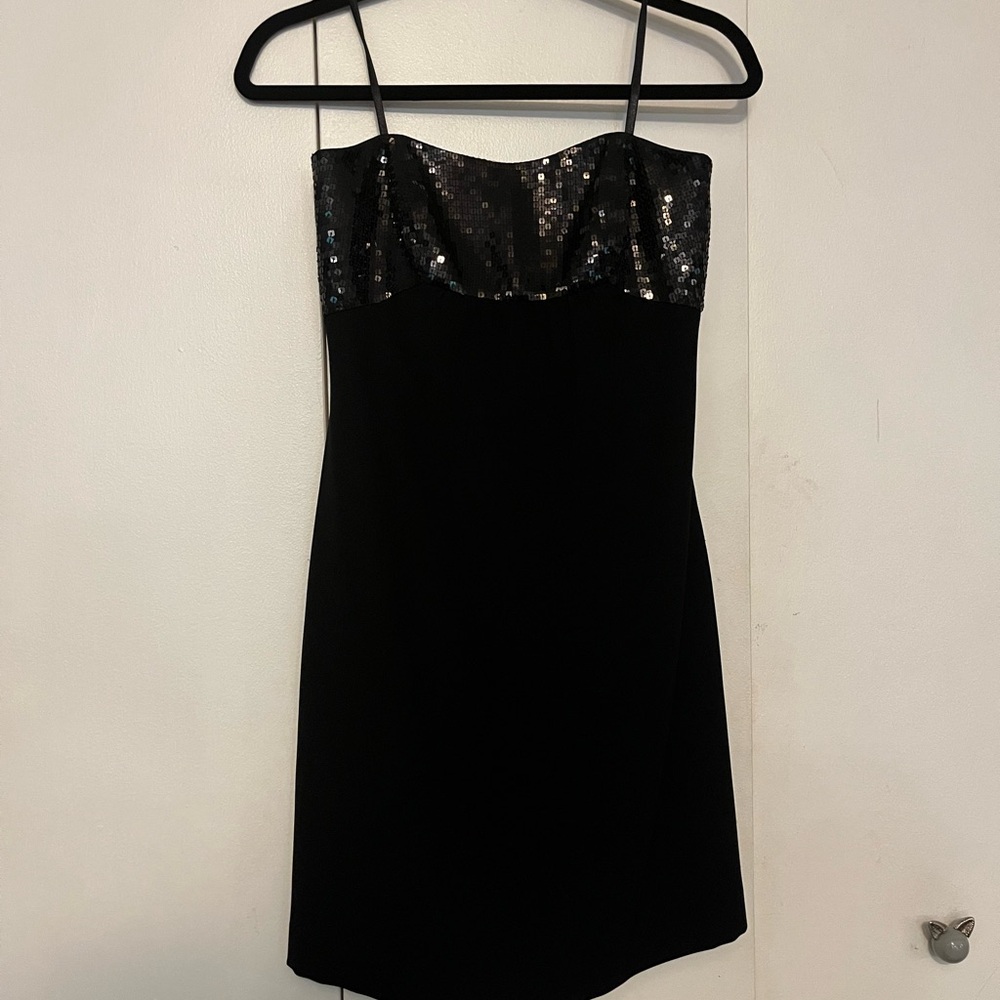 Ann Taylor Black Mini Dress with Sequin Detail
